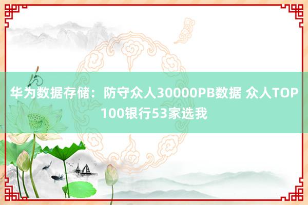 华为数据存储：防守众人30000PB数据 众人TOP100银行53家选我