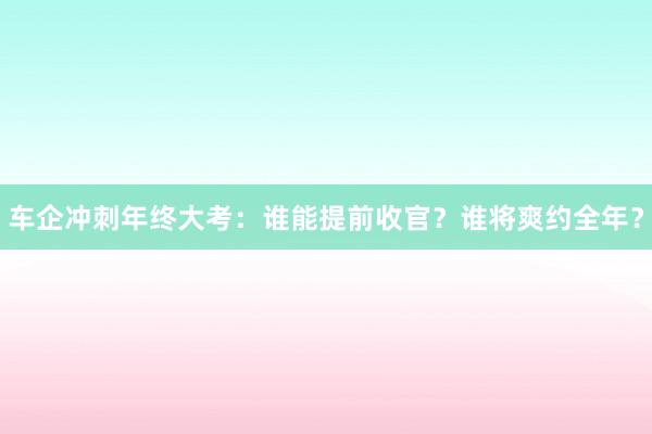 车企冲刺年终大考：谁能提前收官？谁将爽约全年？