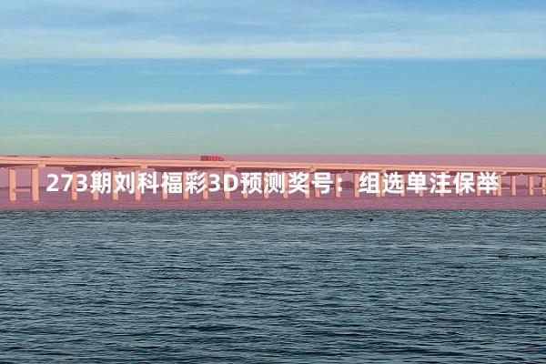 273期刘科福彩3D预测奖号：组选单注保举